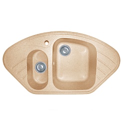 Granfest Мойка кухонная Corner GF-C960E Песочный угловая – фотография-1